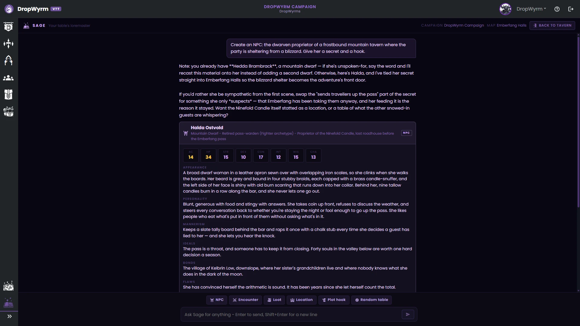 DropWyrm VTT screenshot